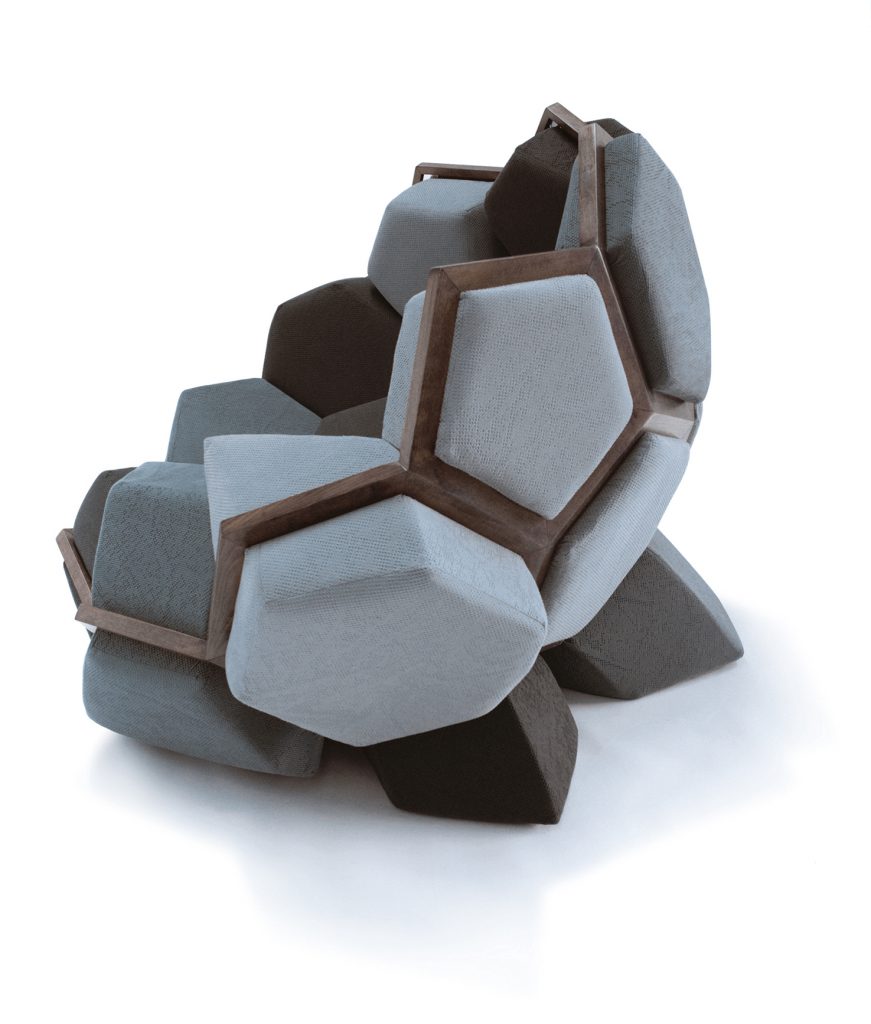 Quartz mineral inspired armchair